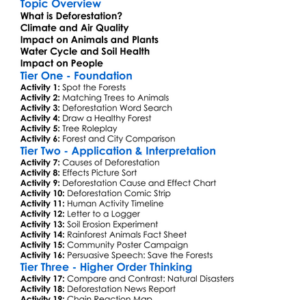 Deforestation Consequences Worksheet Activity Booklet