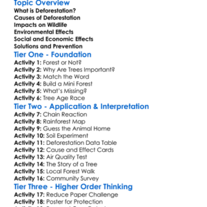 Deforestation Impacts Worksheet Activity Booklet