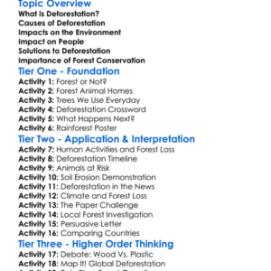 Deforestation Worksheet Activity Booklet