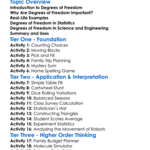 Degrees Of Freedom Worksheet Activity Booklet