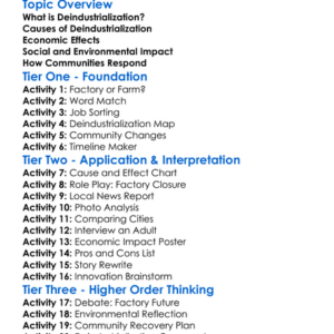 Deindustrialization And Its Effects Worksheet Activity Booklet