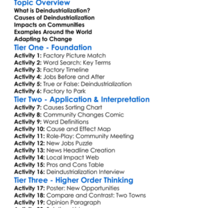 Deindustrialization Worksheet Activity Booklet