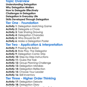 Delegation Worksheet Activity Booklet