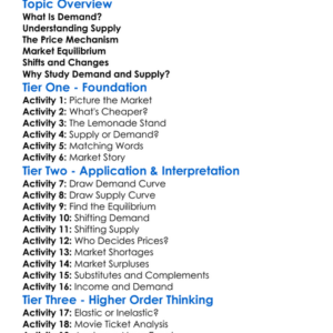Demand And Supply Worksheet Activity Booklet