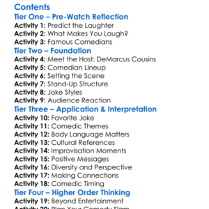 Demarcus Cousins Presents Boogies Comedy Slam 2020 Worksheet Activity Booklet