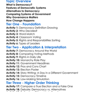 Democracy And Alternatives Worksheet Activity Booklet