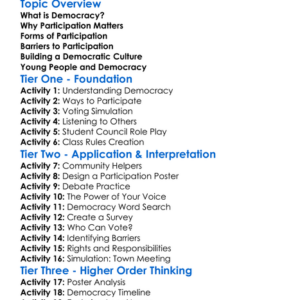 Democratic Participation Worksheet Activity Booklet