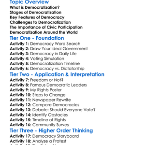 Democratization Processes Worksheet Activity Booklet