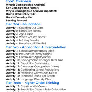 Demographic Analysis Worksheet Activity Booklet
