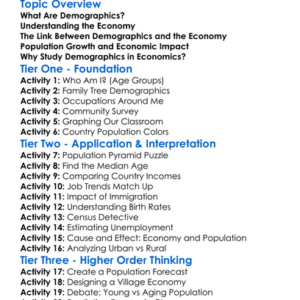 Demographics And The Economy Worksheet Activity Booklet