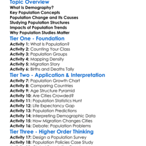 Demography And Population Studies Worksheet Activity Booklet