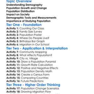 Demography And Population Worksheet Activity Booklet