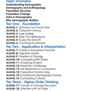 Demography In Anthropology Worksheet Activity Booklet