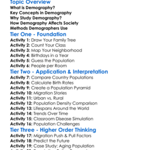 Demography Worksheet Activity Booklet