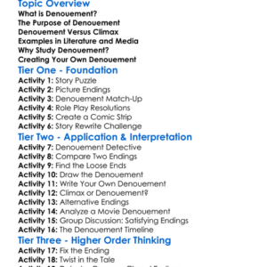 Denouement Worksheet Activity Booklet