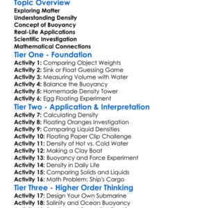 Density And Buoyancy Worksheet Activity Booklet