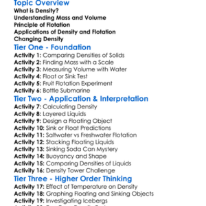 Density And Flotation Worksheet Activity Booklet