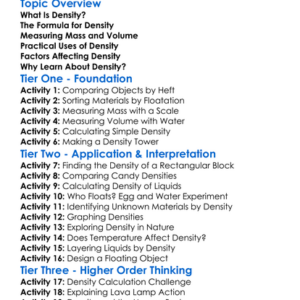 Density And Its Calculation Worksheet Activity Booklet