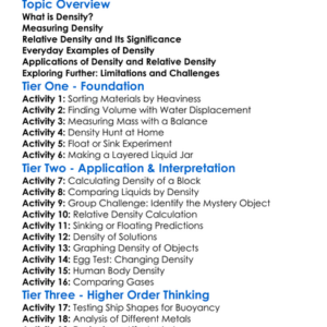 Density And Relative Density Worksheet Activity Booklet