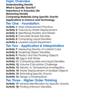 Density And Specific Gravity Worksheet Activity Booklet
