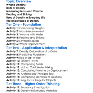 Density Worksheet Activity Booklet