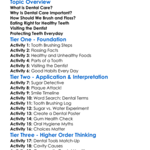 Dental Care Worksheet Activity Booklet