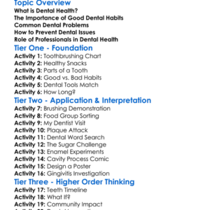 Dental Health Worksheet Activity Booklet