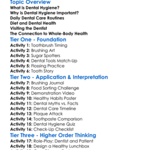 Dental Hygiene Practices Worksheet Activity Booklet