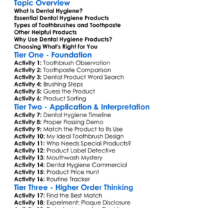 Dental Hygiene Products Worksheet Activity Booklet