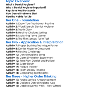 Dental Hygiene Worksheet Activity Booklet