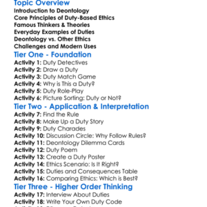 Deontology And Duty-Based Ethics Worksheet Activity Booklet