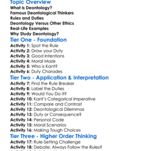 Deontology Worksheet Activity Booklet