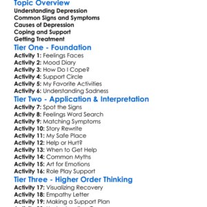 Depression Worksheet Activity Booklet
