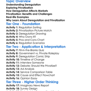 Deregulation And Privatization Worksheet Activity Booklet