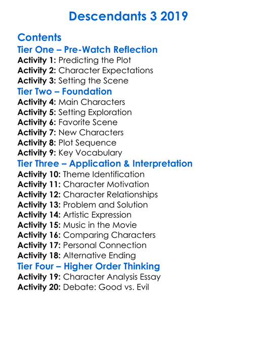 Descendants 3 2019 Worksheet Activity Booklet