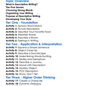 Descriptive Writing Worksheet Activity Booklet