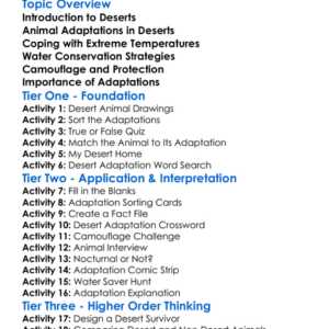 Desert Adaptations In Animals Worksheet Activity Booklet
