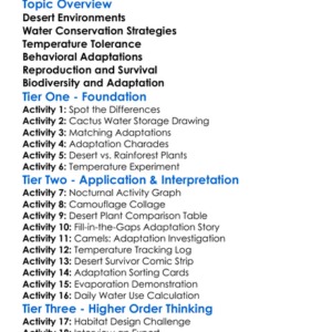 Desert Adaptations In Organisms Worksheet Activity Booklet