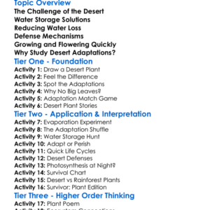 Desert Adaptations In Plants Worksheet Activity Booklet