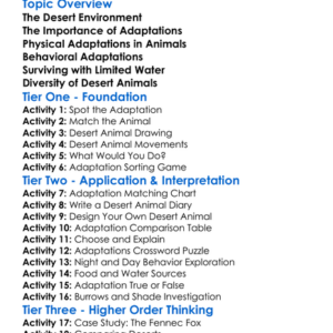 Desert Animal Adaptations Worksheet Activity Booklet