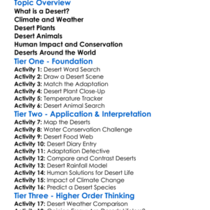 Desert Ecology Worksheet Activity Booklet