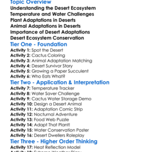 Desert Ecosystem Adaptations Worksheet Activity Booklet