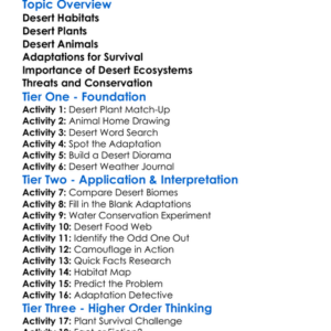 Desert Plants And Animals Worksheet Activity Booklet
