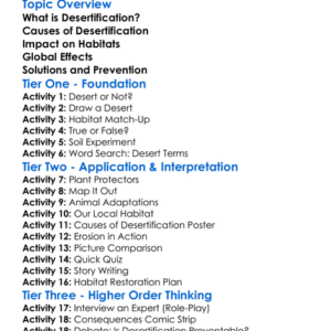 Desertification And Habitats Worksheet Activity Booklet