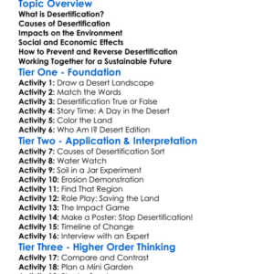 Desertification Worksheet Activity Booklet