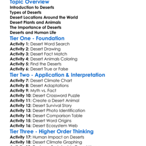 Deserts Of The World Worksheet Activity Booklet