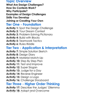 Design Challenges And Contests Worksheet Activity Booklet