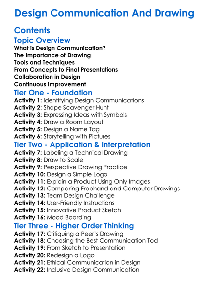 Design Communication And Drawing Worksheet Activity Booklet