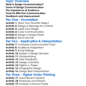 Design Communication Worksheet Activity Booklet