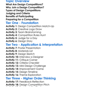 Design Competitions Worksheet Activity Booklet